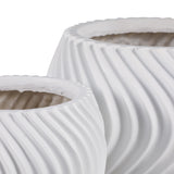 Commerce White Curvy Lines Rounded Planters (Set of 2)