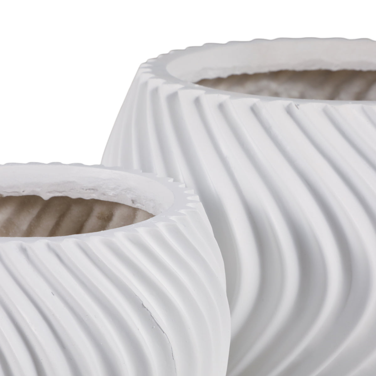 Commerce White Curvy Lines Rounded Planters (Set of 2)