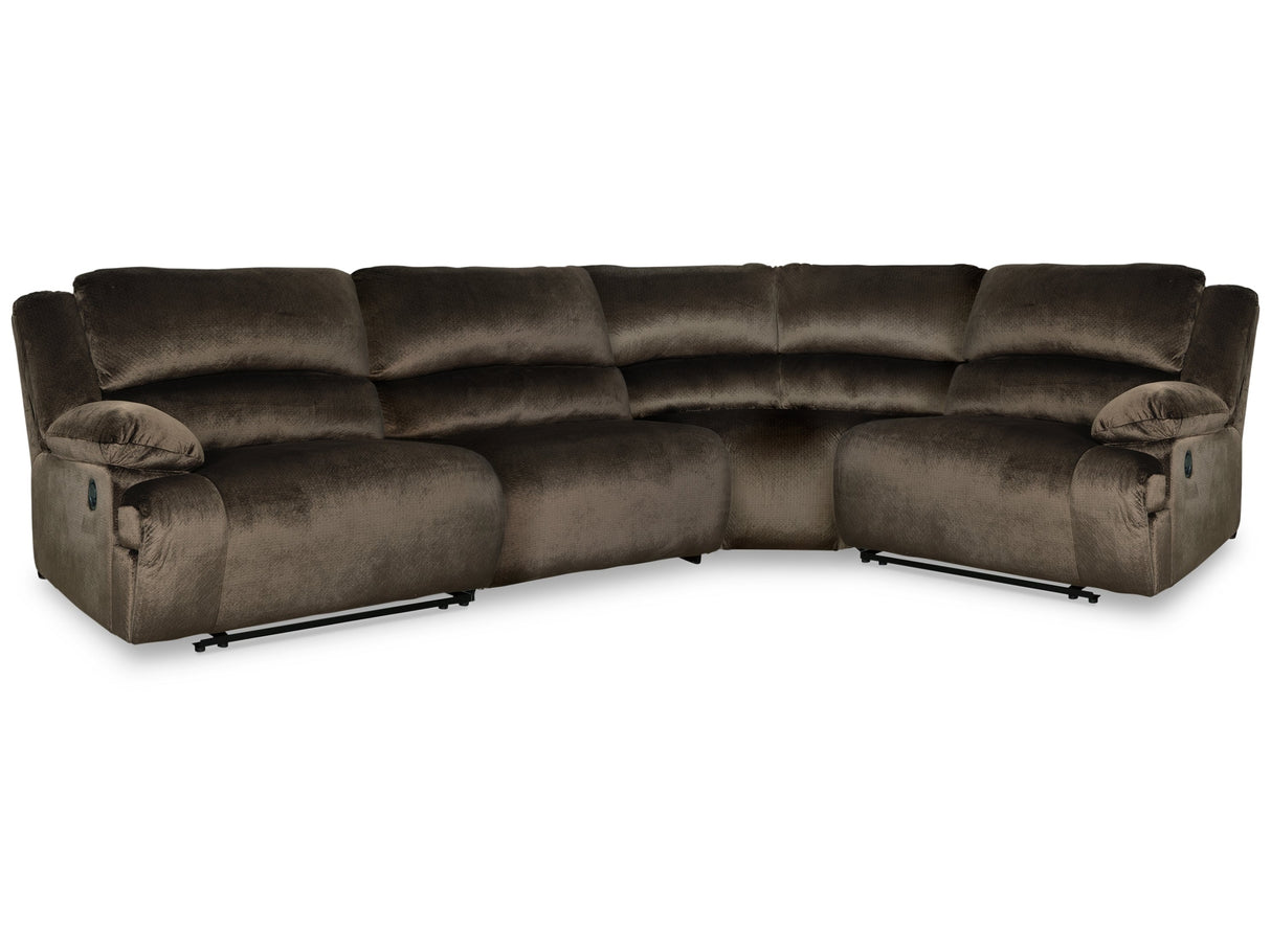 Clonmel Chocolate 4-Piece Reclining Sectional - Ornate Home