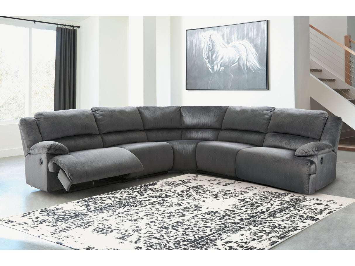 Clonmel Charcoal 5-Piece Reclining Sectional - Ornate Home