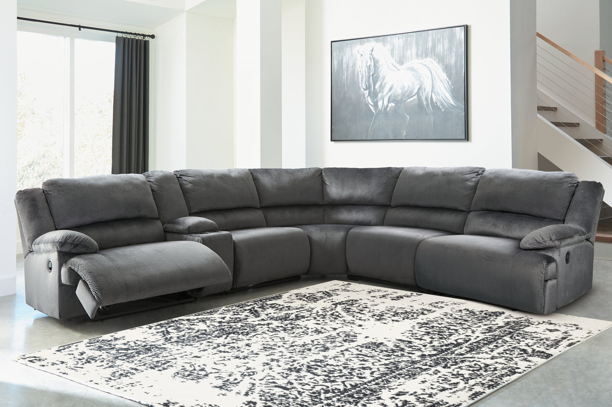 Clonmel Charcoal 6-Piece Reclining Sectional - Ornate Home