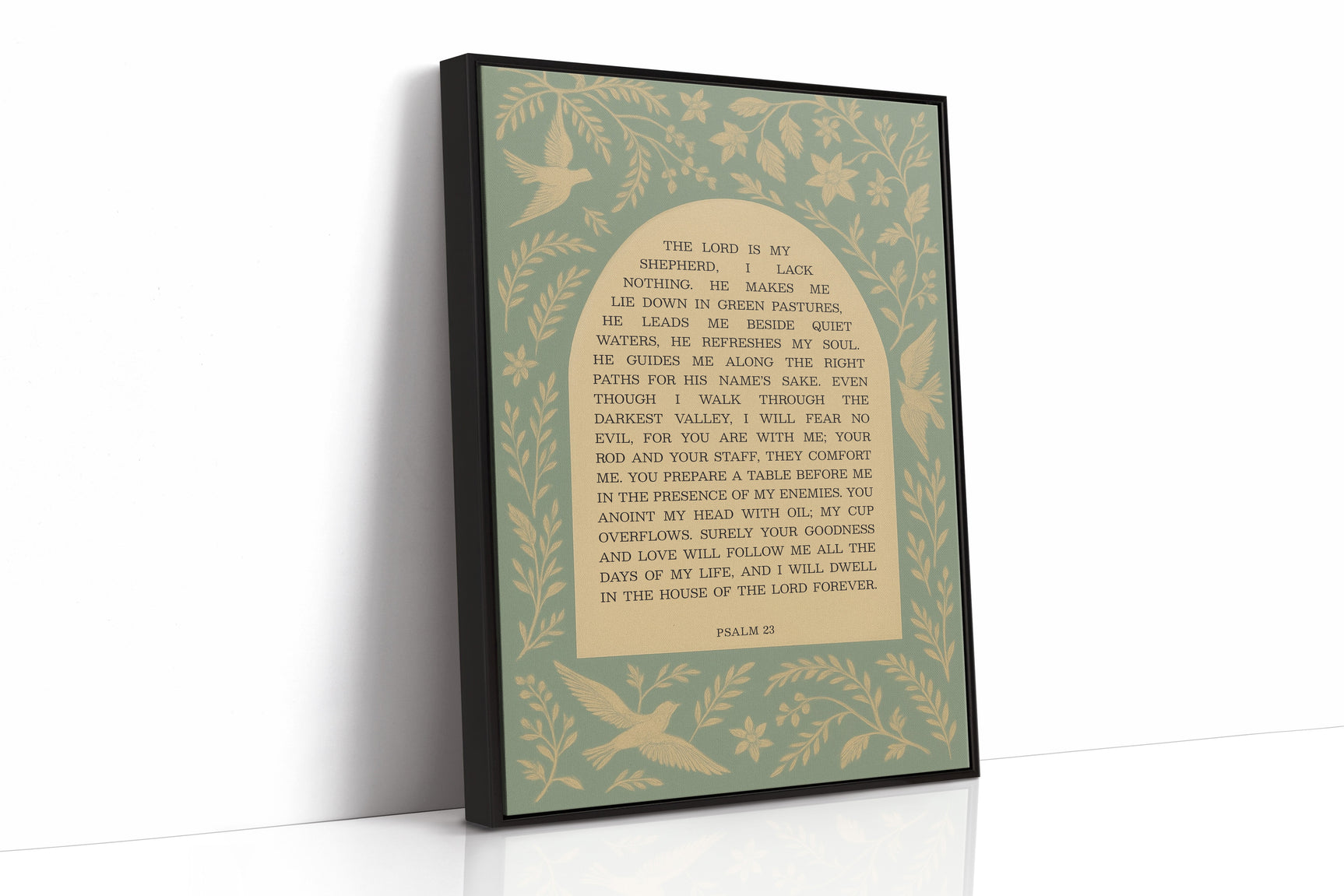 Psalm 23 Scripture with Doves and Florals