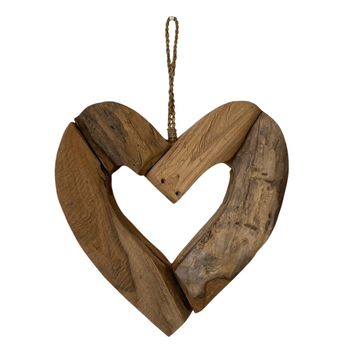 Massack Natural Teakwood Heart Hanging Decor