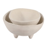 Mackenson Ivory Paper Mache Footed Oval Bowls (Set of 2)