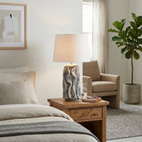 Swanton Blue Ceramic Table Lamp with Linen Lampshade