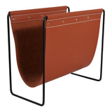 Helm Corner Brown/Black Faux Leather Magazine Rack
