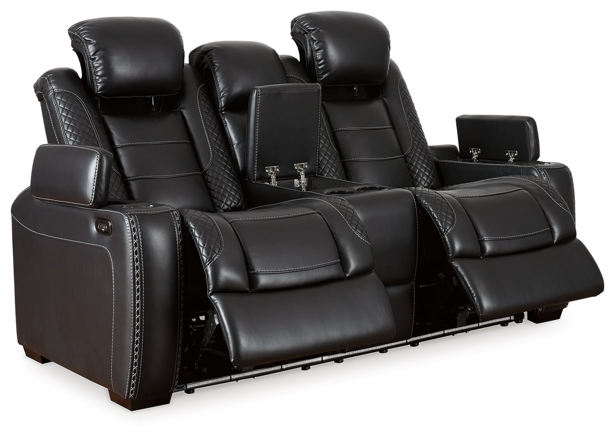 Party Time Midnight Power Reclining Sofa and Loveseat with Power Recliner - Ornate Home