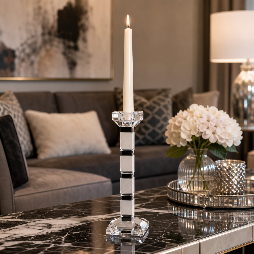 Daleybrook Clear/Black Large Candle Holder