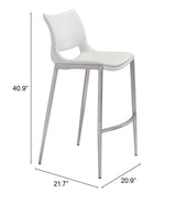 Ace White & Silver Barstool (Set of 2)