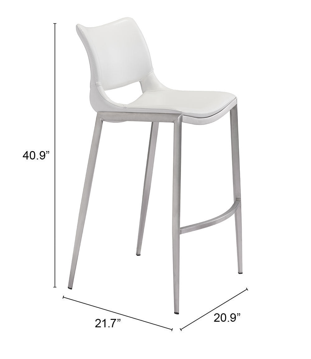 Ace White & Silver Barstool (Set of 2)