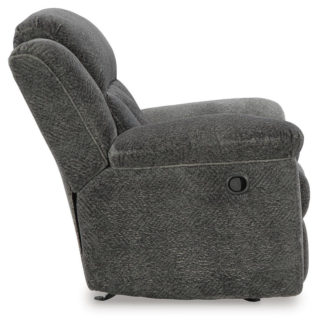 Frohn Graphite Reclining Sofa and Loveseat and 2 Recliners