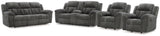 Frohn Graphite Reclining Sofa and Loveseat and 2 Recliners