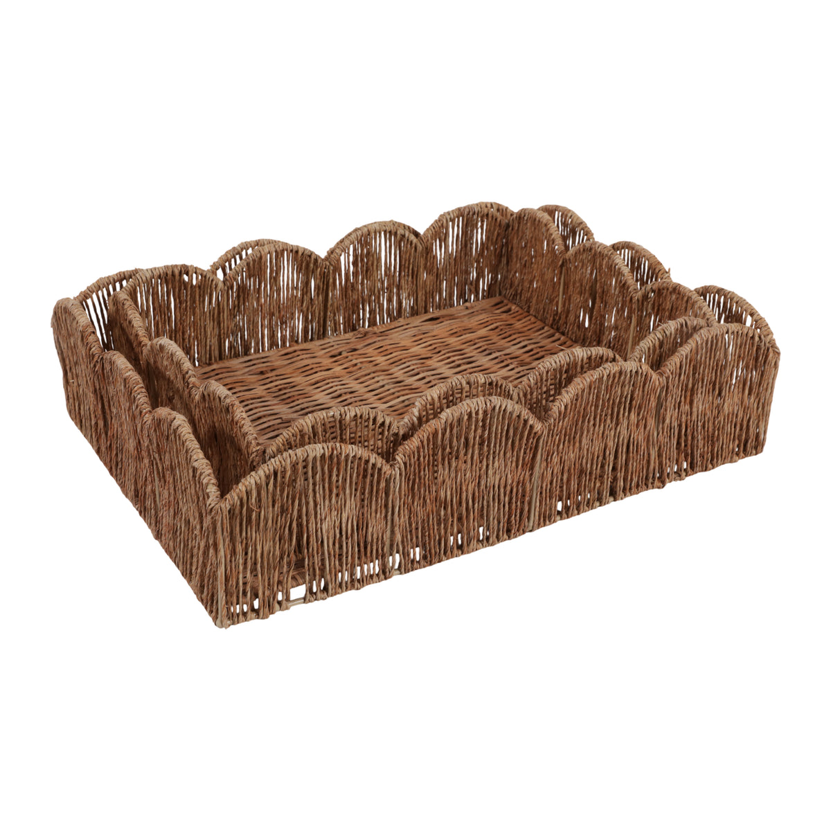 Yatesgrove Natural Petal Shape Rectangular Trays (Set of 2)