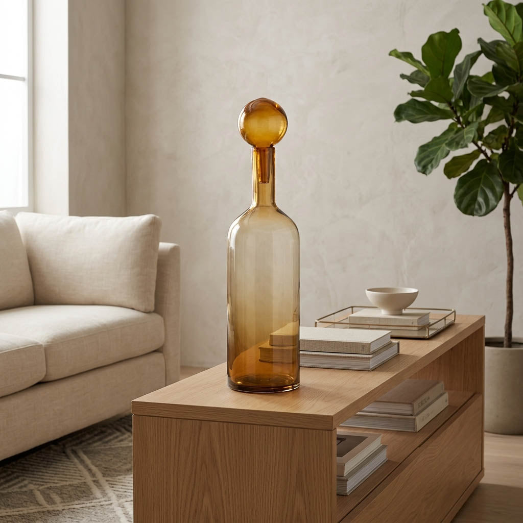 Ferrum Orange Glass Bottle with Stopper Amber