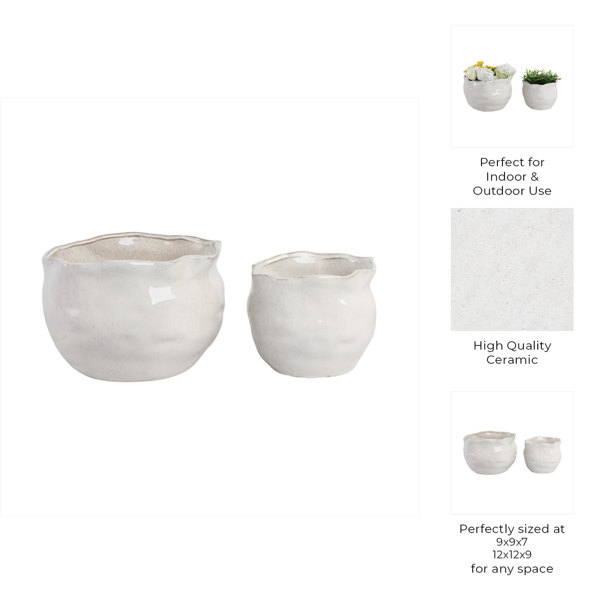 Draperstone White Planters (Set of 2)