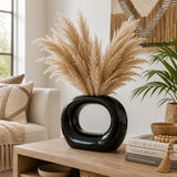 Enterprise Shiny Black Ceramic Oval Vase