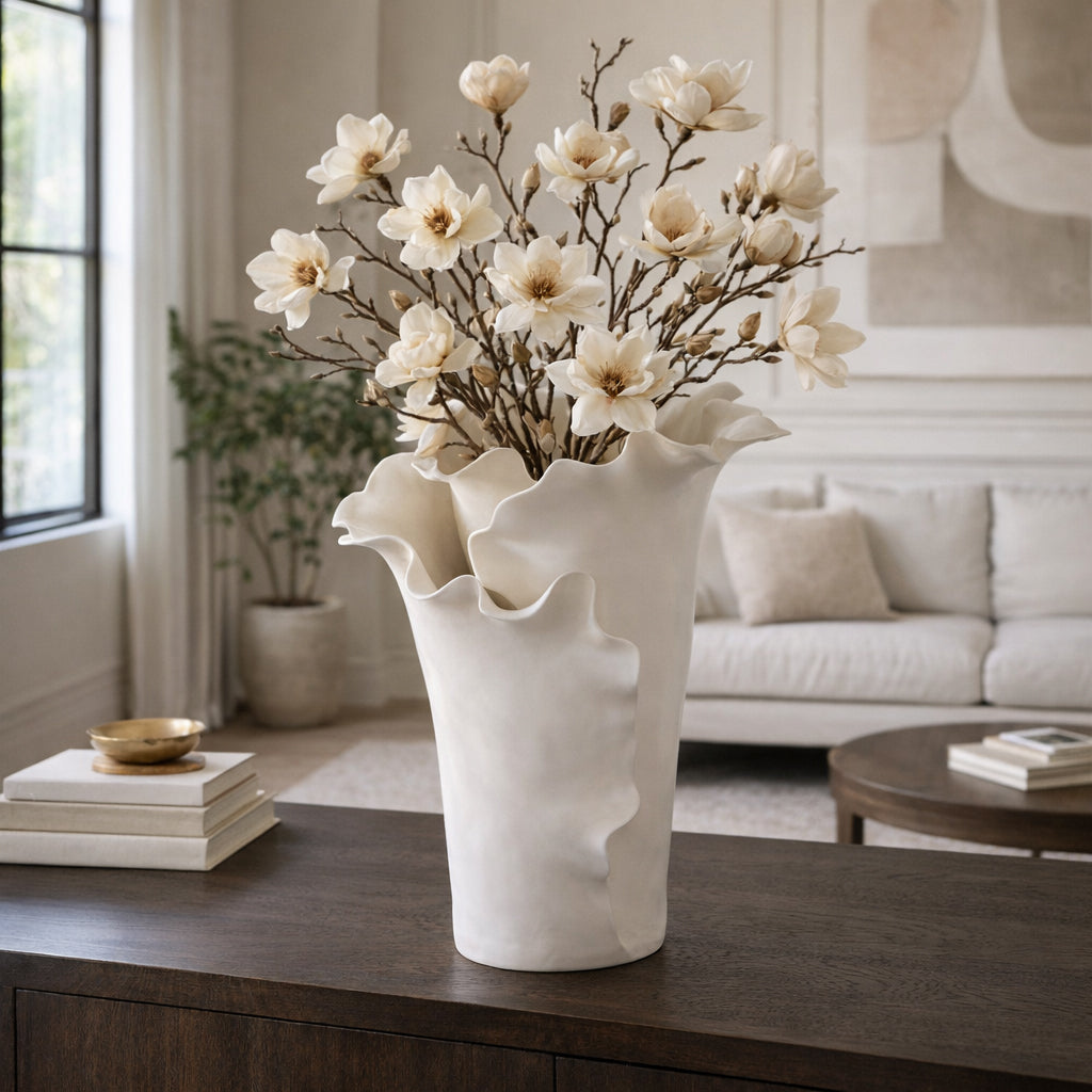 Westonholm White Handmade Flutter Vase