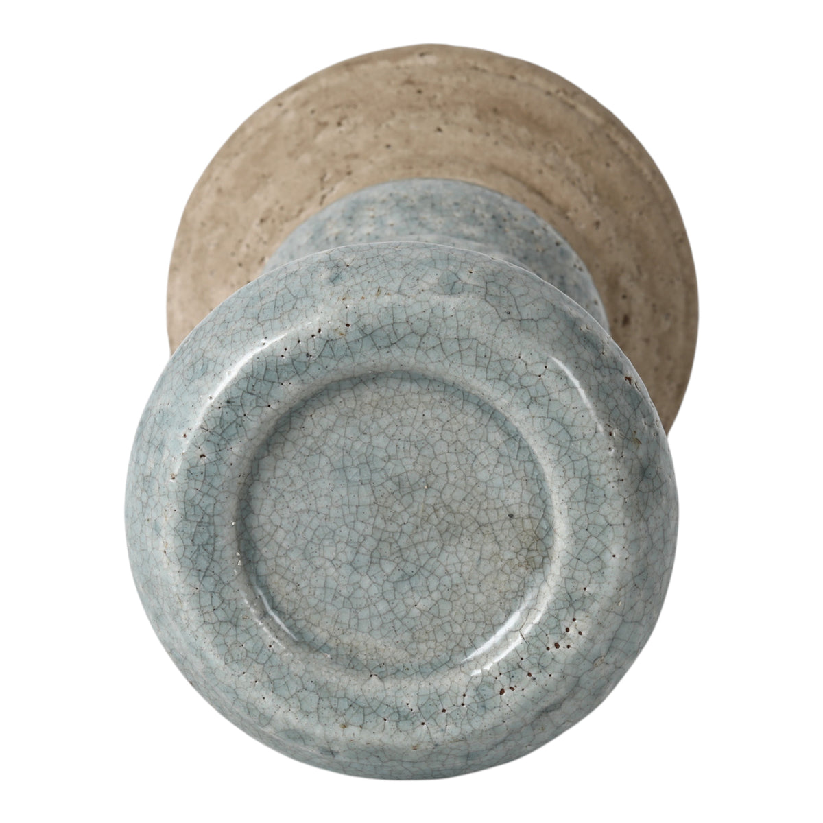 Westport Blue/Ivory Small Crackle Statement Pillar Holder