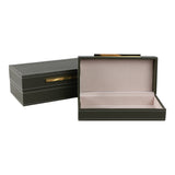 Chester Green/Gold/Multicolor Faux Leather Stitched Edge Boxes (Set of 2)