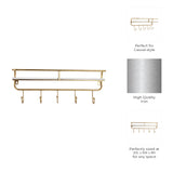 Calneva White/Gold Metal and Wood 5 Hook Wall Shelf