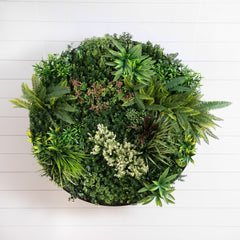 38” UV Resistant Amazon Rainforest Artificial Living Wall Art Panel in Black Aluminum Frame - Ornate Home