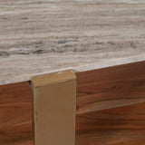 Snoboy Gold Marble Top Rectangle Coffee Table