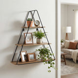 Iron Horse Brown/Black Metal and Wood Triangle Wall Shelf