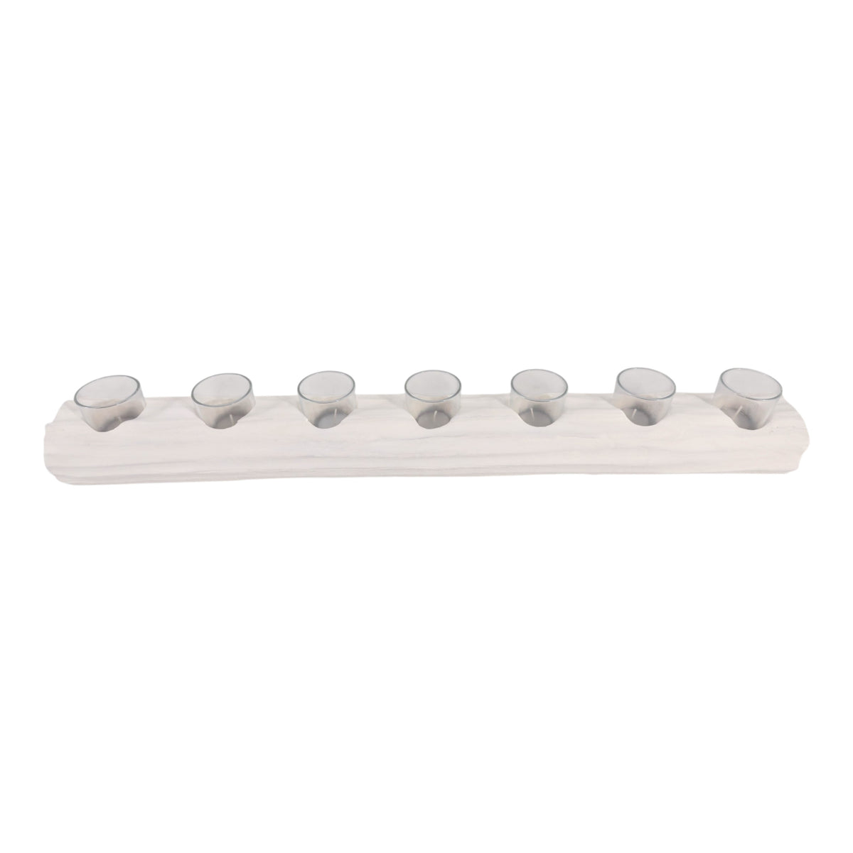 Strawberry White/Tan Wood Log 7-Cup Tealight Holder