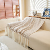 Grid Textured Sofa Cover with Sheer Ruffle Skirt, Pet-Friendly Sofa Throw Slipcover