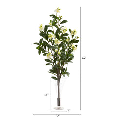 39” Peach Blossom Artificial Arrangement in Flared Vase - Ornate Home
