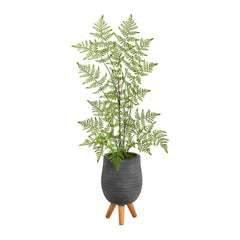 39” Ruffle Fern Artificial Tree in Gray Planter with Stand - Ornate Home