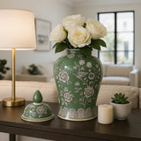Eldredport Green/Brown/White Large Chinoiserie