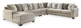 Ardsley Pewter 5pc LAF Chaise Sectional w/ RAF Sofa - Ornate Home