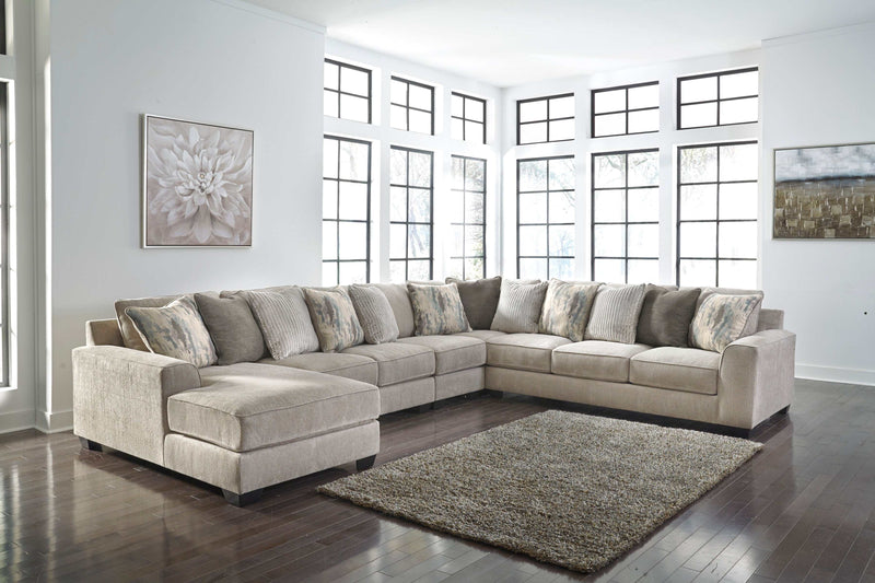 Ardsley Pewter 5pc LAF Chaise Sectional w/ RAF Sofa - Ornate Home