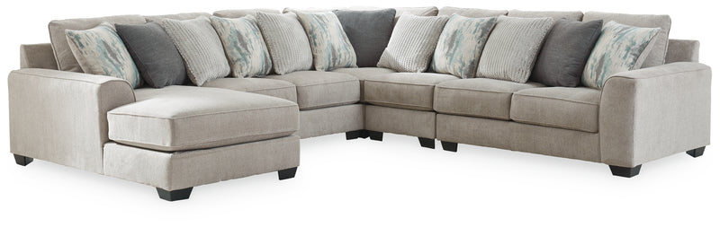 Ardsley Pewter 5-Piece Sectional with Chaise - Ornate Home