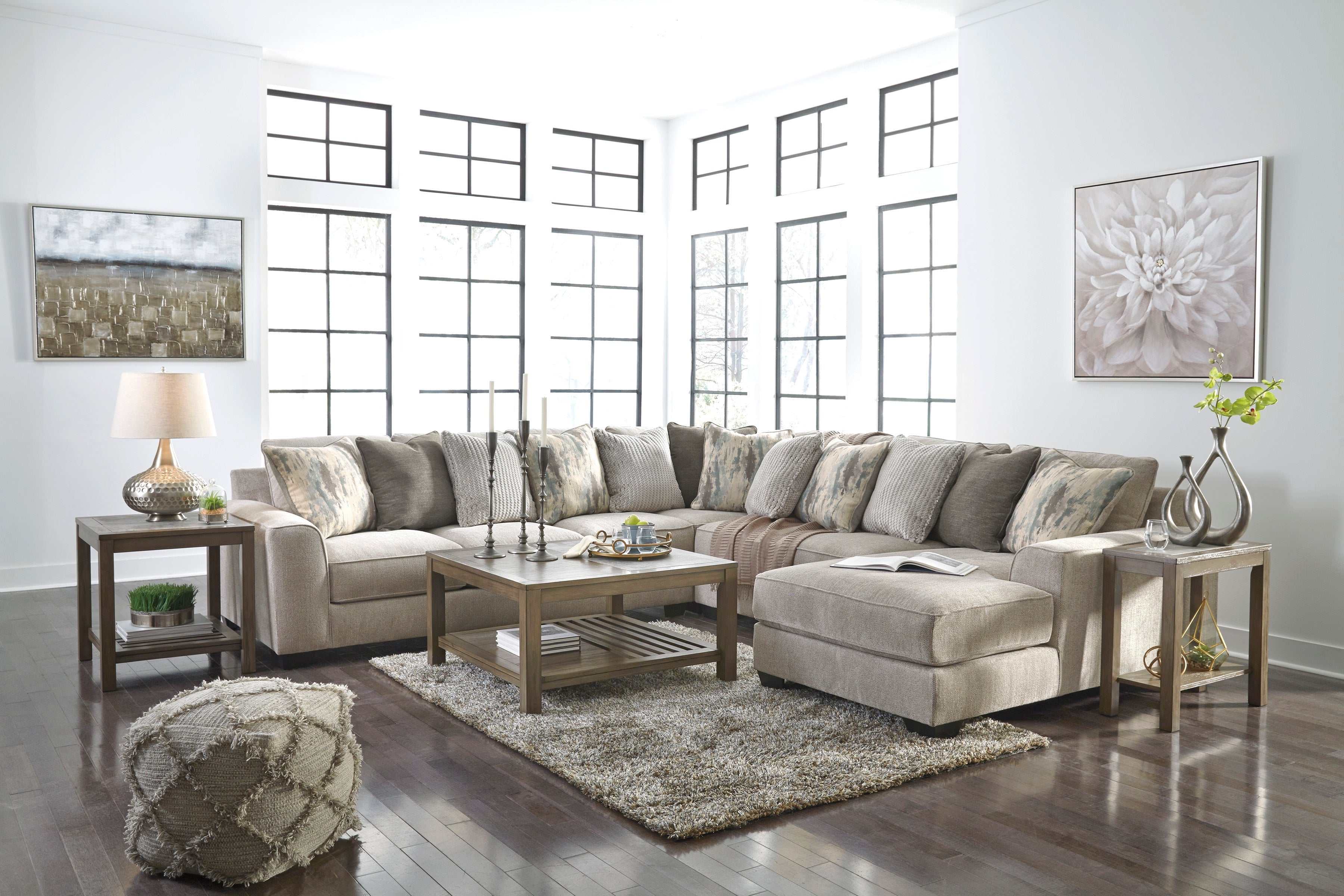 Ardsley Pewter 4pc Sectional w/ RAF Chaise & LAF Sofa - Ornate Home