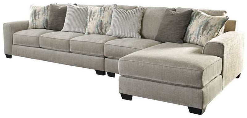 Ardsley Pewter 3pc RAF Chaise Sectional - Ornate Home