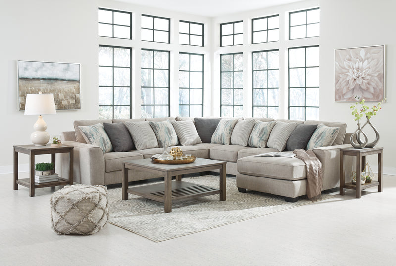 Ardsley Pewter 5pc Sectional with Chaise - Ornate Home