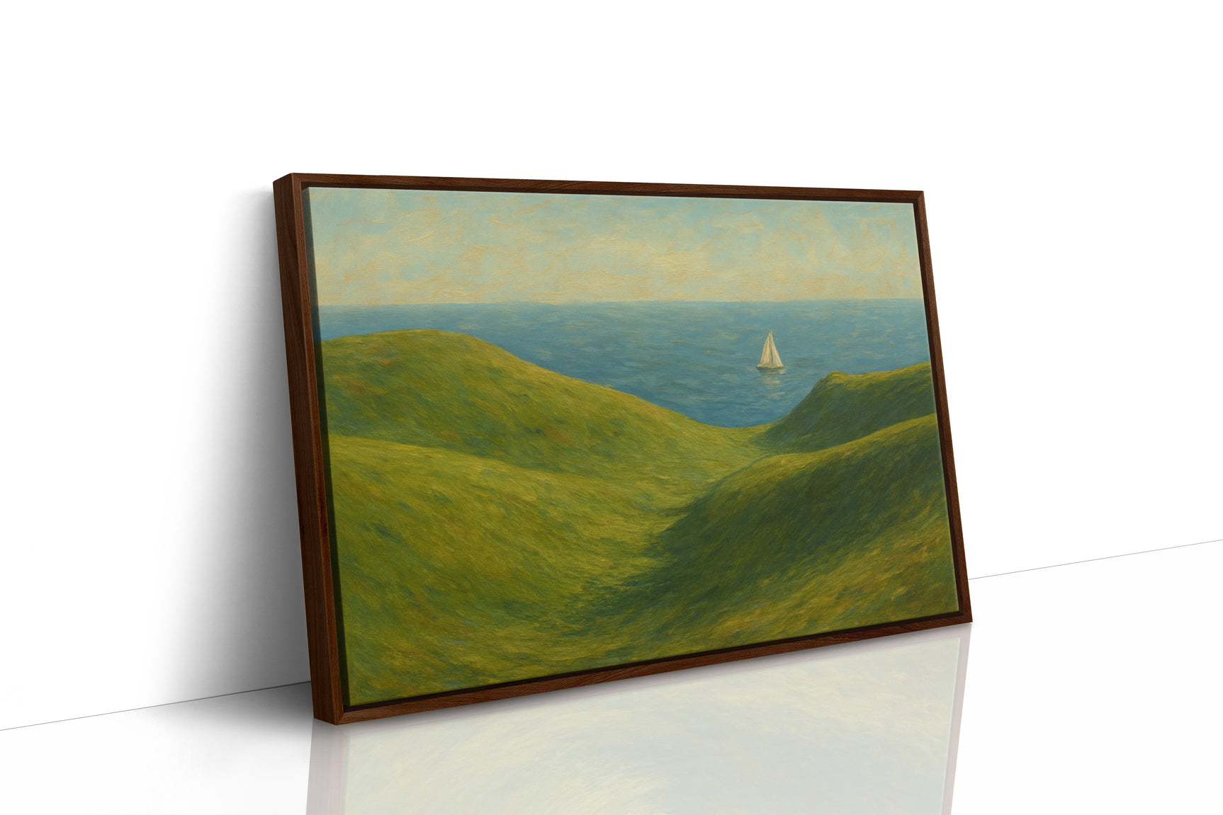Sailboat Beyond the Green Hills