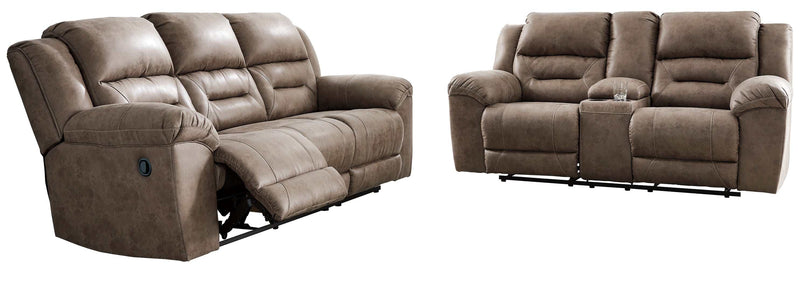 Stoneland Fossil Manual Reclining Living Room Set / 2pc - Ornate Home