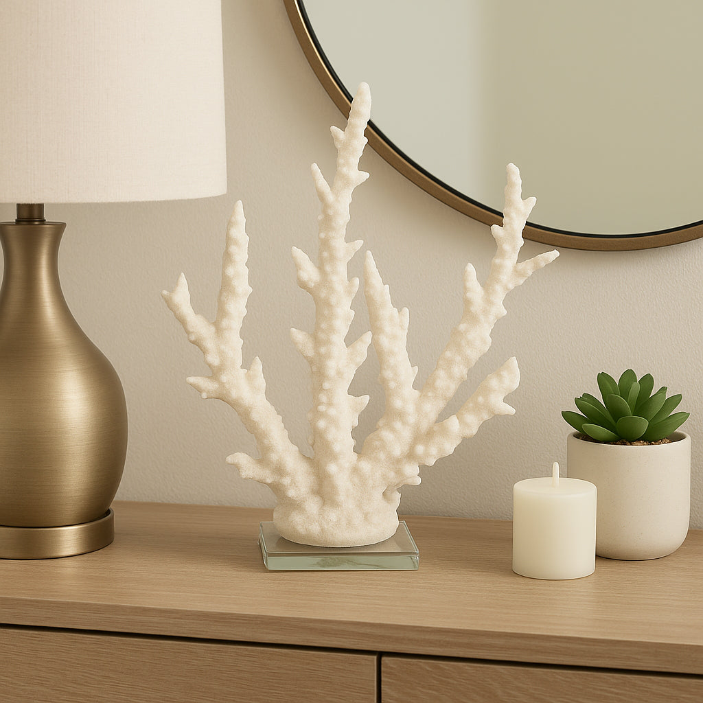 Slaterview White Branching Coral on Glass Base