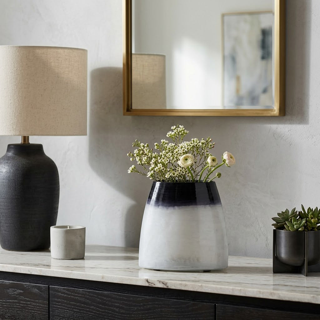 Dos Cabezas Blue/White Glass Ombre Vase