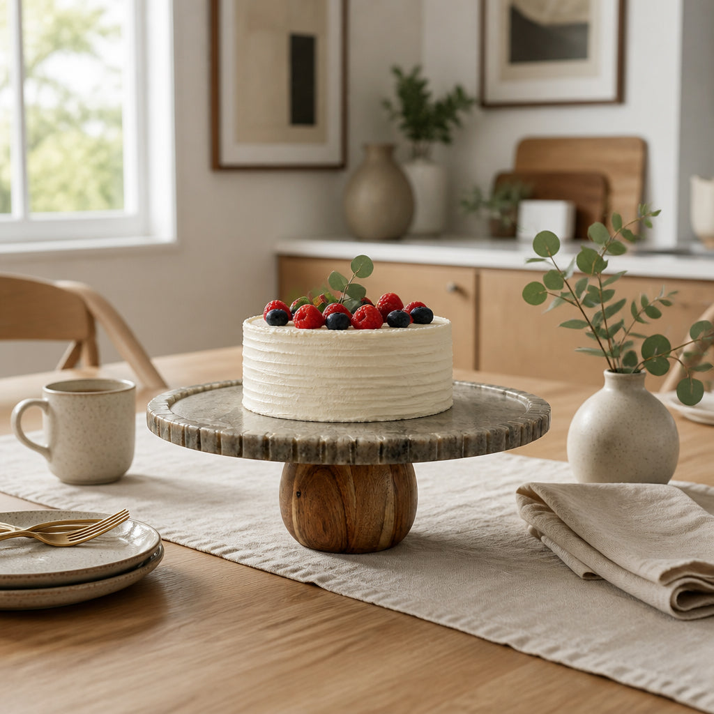 Newville Brown/Gray Marble Cake Stand