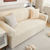 3D Baroque Floral Stretch Sofa Cover Elastic Polar Fleece Couch Slipcover with Straps - Ornate Home