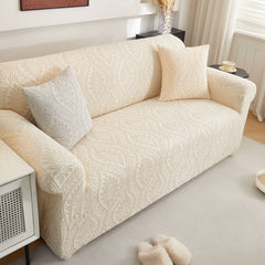 3D Baroque Floral Stretch Sofa Cover Elastic Polar Fleece Couch Slipcover with Straps - Ornate Home