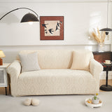 3D Baroque Floral Stretch Sofa Cover Elastic Polar Fleece Couch Slipcover with Straps - Ornate Home