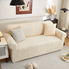 3D Baroque Floral Stretch Sofa Cover Elastic Polar Fleece Couch Slipcover with Straps - Ornate Home