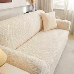 3D Baroque Floral Stretch Sofa Cover Elastic Polar Fleece Couch Slipcover with Straps - Ornate Home