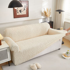3D Baroque Floral Stretch Sofa Cover Elastic Polar Fleece Couch Slipcover with Straps - Ornate Home
