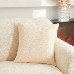 3D Baroque Floral Stretch Sofa Cover Elastic Polar Fleece Couch Slipcover with Straps - Ornate Home